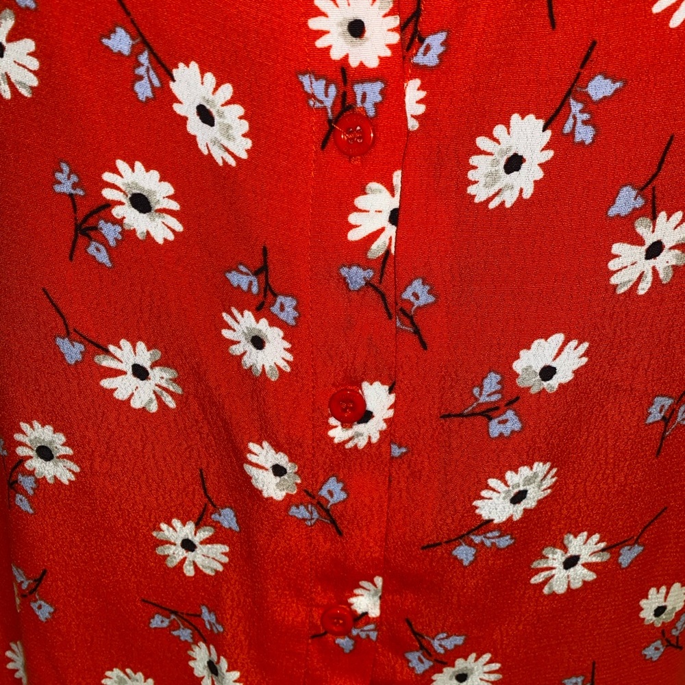 Red Ruffle Sleeve Blouse - Picture 4 of 5